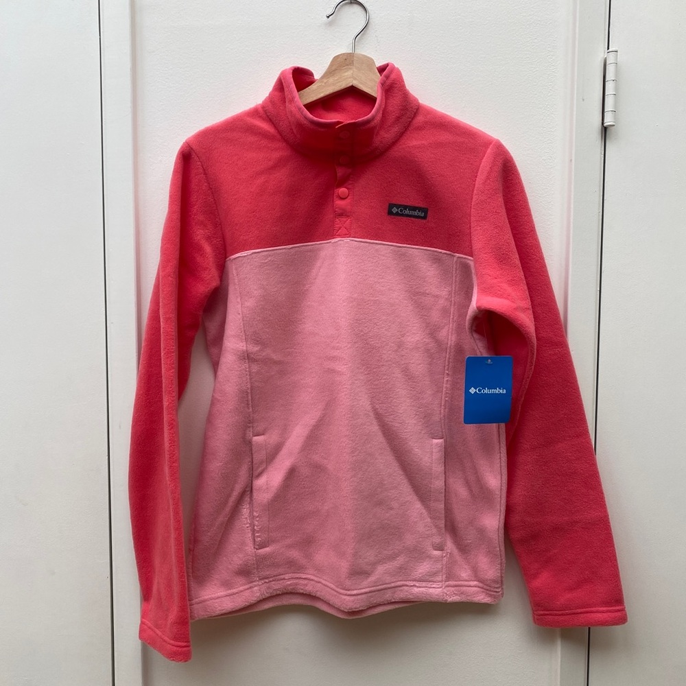 COLUMBIA Girls Pink Fleece Pull Over Sweater